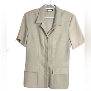 Premier Collection Vintage Office Top, Wrinkle Free Rayon, Lighter Weight, Cream